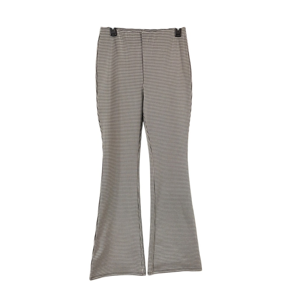 HM Womens Black White Houndstooth Flare Pants High Waisted Bell Bottom M
